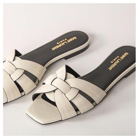 Ysl Sandals Flat, Ysl Flats, Ysl Slides, Beaded Sweatshirt, Ysl Tribute, Ysl Sandals, Stylish Heels, Shoe Wishlist, Fantastic Shoes