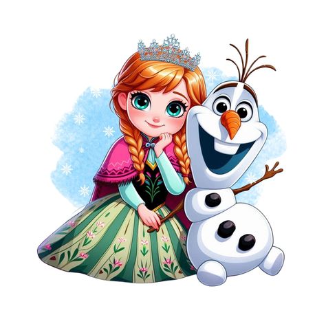 Frozen Birthday Stickers, Frozen Illustration Art, Frozen Clipart, Frozen Png, Cinderella Cartoon, Princess Anna Frozen, Frozen Painting, Anna And Olaf, Unique Tattoos For Women