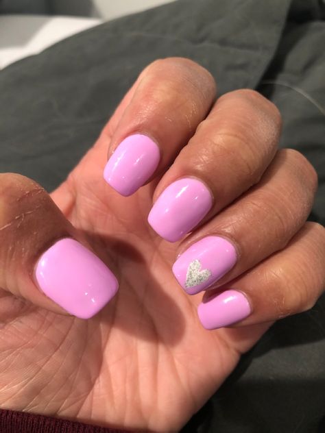 Pink Nails With Ring Finger Design, Pink Nails With Heart, Pink Nails With Design, Ring Finger Design, Nails With Design, Fingers Design, Heart On, Ring Finger, Nail Design