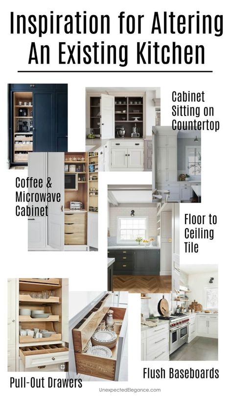 If you want to update your kitchen without starting from scratch, here are some great kitchen renovation ideas. All of this inspiration can be achieved by simply altering your existing kitchen!  Kitchen Renovation Ideas | Inspiration for Altering an Existing Kitchen #kitchendesign #kitchenremodel #kitchencabinets Diner Ideas, Kitchen Renovation Ideas, Kitchen Renovation Inspiration, Dollar Diy, Microwave Cabinet, Small Kitchen Organization, Thrifty Thursday, Design Your Kitchen, Cozy Kitchen