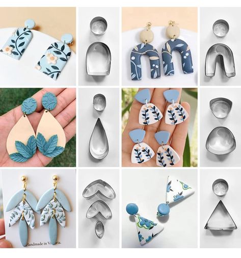 Best Clay For Jewelry, Clay Earrings Diy Ideas, Homemade Clay Earrings, Unique Clay Earrings, Blue Clay Earrings, Making Polymer Clay Earrings, Making Polymer Clay, Polymer Clay Flower Jewelry, Diy Earrings Polymer Clay