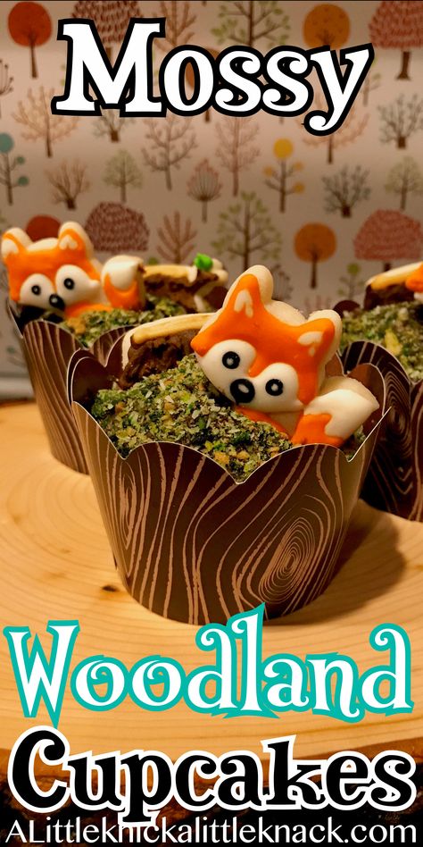 Use cookies and DIY delicious “moss” to make your woodland cupcakes stand out. #baking Mossy Cupcakes, Fox Cupcakes, Woodland Cupcakes, Fox Birthday Party, Fox Party, Ladies Group, Fox Birthday, Woodland Birthday Party, Animal Cupcakes