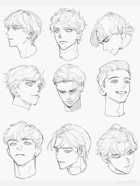 Boy Hair Drawing, Male Art Reference, Drawing Hair Tutorial, 얼굴 드로잉, Hair Sketch, 얼굴 그리기, Anatomy Sketches, Art Tools Drawing, 캐릭터 드로잉