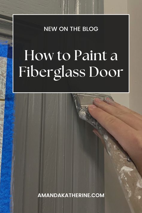 The front door is a fiberglass door, though I’m unsure on brand. Therma-True is a common brand name for front doors we commonly use for our client homes when they’re working with builders. Fiberglass make really quality doors because they don’t shrink or swell with the elements or rot or split like a solid wood door can. They are also fairly easy to paint! Painting Fiberglass Exterior Doors, Paint For Fiberglass Doors, Painting A Fiberglass Door, How To Paint Fiberglass Front Door, Painted Fiberglass Front Door, Paint Fiberglass Front Door, How To Paint A Fiberglass Door, Painting A Metal Front Door, Painting Fiberglass Door