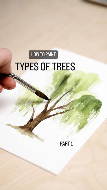 Watercolour Willow Tree, How To Paint A Willow Tree, Watercolor Willow Tree Tutorial, Willow Tree Watercolor Painting, Watercolor Tree Tutorial, How To Watercolor Trees, Watercolour Trees Tutorials, Painting Willow Tree, Watercolor Trees Tutorial