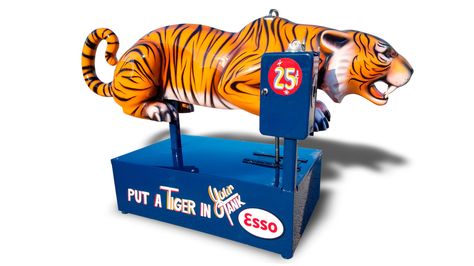 Esso Tiger Coin Op Kiddie Ride 73x42x27 | Lot R109.1 | Kissimmee 2017 | Mecum Auctions Reddy Kilowatt, Trike Scooter, Vintage Corvette, Ford Fairlane 500, Kiddie Rides, Custom Coins, Horse Art Print, Carnival Rides, Led Color Changing Lights