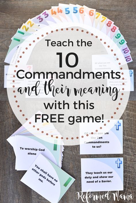 Ten Commandments - Matching Game (Based on the Children's Catechism Questions and Answers) — Reformed Mama Ten Commandments Kids, Ten Commandments Craft, Printable Matching Game, Ccd Activities, Reformation Day, The 10 Commandments, The Ten Commandments, Sunday School Activities, 10 Commandments