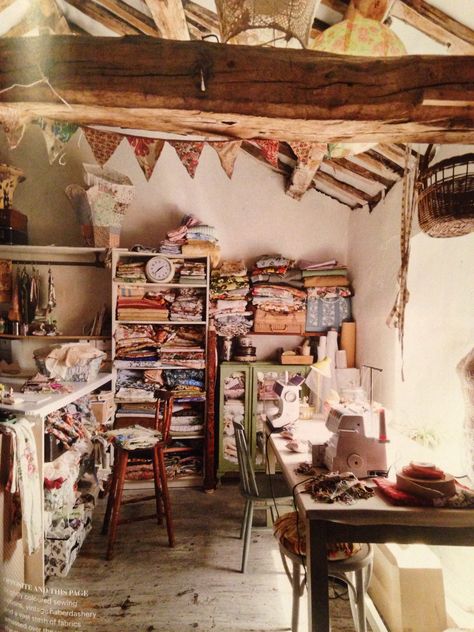 Shed Sewing Room, Cottage Sewing Room, Rustic Sewing Room, Victorian Sewing Room, Boho Sewing Room, Cosy Hobby Room, Sewing Room Astethic, Industrial Sewing Room, Cottage Craft Room