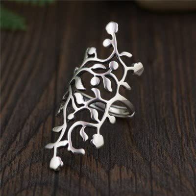 Plain Big Solid 925 Sterling Silver Tree Leaves Ring Tree of Life Ring for Women Girls Open and Adjustable : Amazon.co.uk: Fashion Tree Of Life Ring, Silver Leaf Ring, Leaves Ring, Full Finger Rings, Hollow Ring, Silver Jewelry Accessories, Armor Ring, Wide Ring, Floral Ring