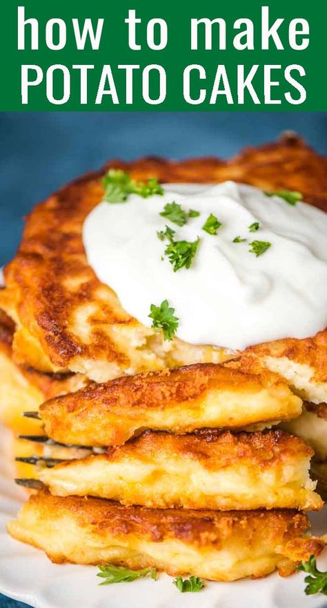 Mashed Potatoes For Breakfast, Fried Mashed Potato Cakes, Mashed Potato Fritters, Mashed Potato Cake Recipe, Breakfast Video, Fried Mashed Potatoes, Mashed Potato Patties, Mashed Potato Pancakes, Potato Cakes Recipe