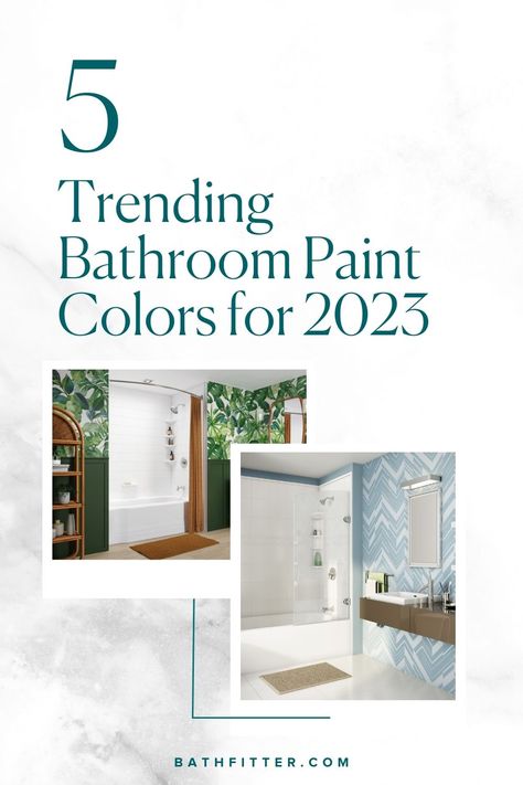 5 Trending Bathroom Paint Colors for 2023: Want to give your bathroom a new lease on life? Try soft, soothing hues or bold, unexpected shades. Use the most popular bathroom paint colors for 2023. #Bathroom #BathroomInterior #BathroomTrends #BathroomDesign New Bathroom Paint Colors, 2023 Bathroom Trends Small, Bathroom Paint Colours 2023, Sherwin Williams Paint Colors Bathroom Master Bath, Guest Bathroom 2023, Restroom Wall Colors, Bathroom Colour Schemes 2023, 2023 Bathroom Wall Colors, Color Schemes For Bathrooms Small Spaces