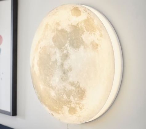 Lit Acrylic Moon | Pottery Barn Kids Moon Pottery, Crescent Moon Light, Acrylic Moon, Sky Nursery, Stars Nursery, Moon Nursery, Paper Flower Decor, Moon Decor, Kids Room Organization