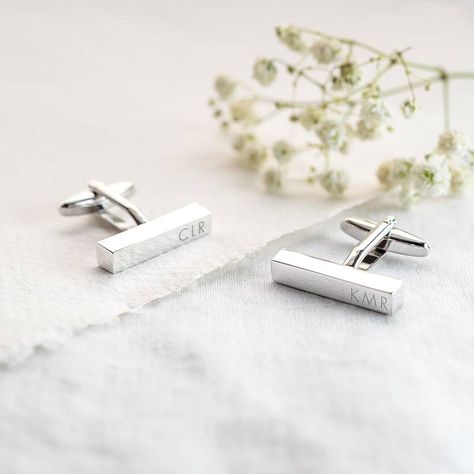 Personalised Cufflinks, Contemporary Fonts, Cufflink Box, Engraved Initials, Groomsmen Gifts, Luxury Gift Box, Cufflinks Men, Silver Bars, Tie Accessories