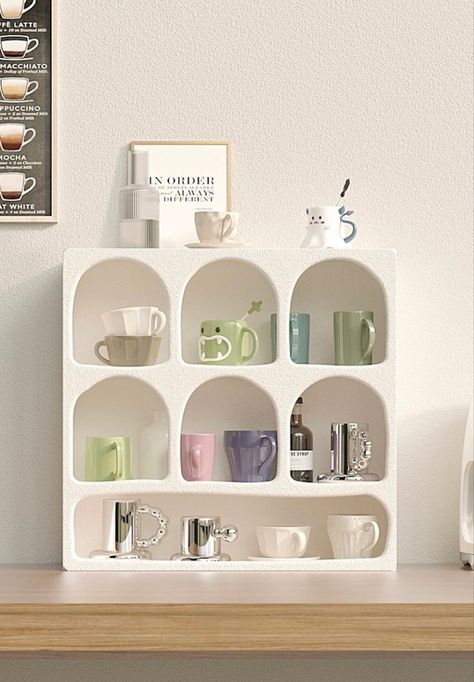 #homedecor #homeinteriordesign #homedecorideas #homestyling #decoratingcoffeetables #decoration #apartmentdecor #apartmentdecoration #apartmentinspiration #apartmentaesthetic #livingroom #bedroom #bathroom Boho Mug, Coffee Mug Display, Whimsical Bedroom, Mug Display, Floor Shelf, Desktop Storage, Display Storage, Decoration Inspiration, Dream House Decor