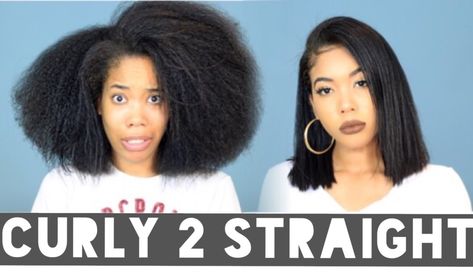 How To | Straighten Curly hair (Flat Iron Routine Curly To Straight) [Video] - https://blackhairinformation.com/video-gallery/straighten-curly-hair-flat-iron-routine-curly-straight-video/ Curly Hair Flat Iron, Straighten Curly Hair, Flat Iron Natural Hair, Updo Tutorials, Buns Hairstyles, Curly To Straight Hair, Hairstyles High, Hair Flat Iron, Curly To Straight