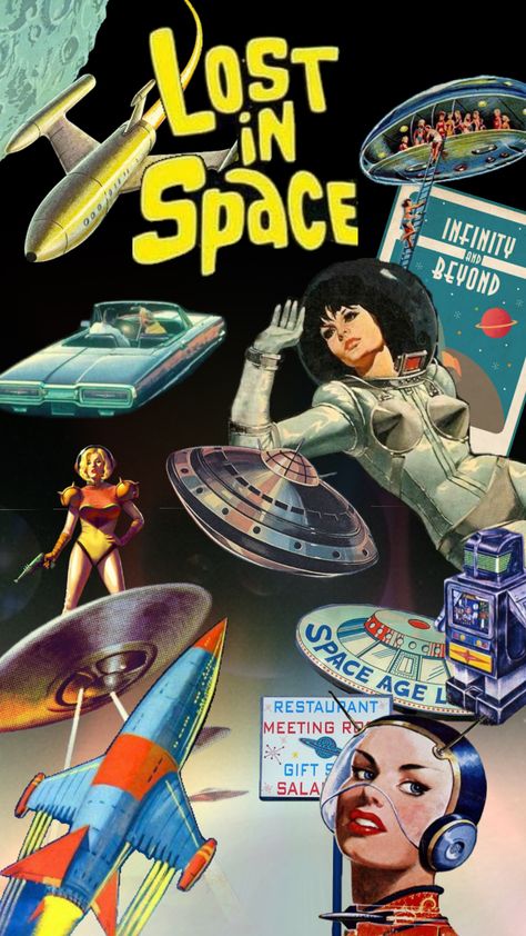 #vintagespace #spacecomic #vintage #space #vintagefuturism #spacecore #spacegirl Vintage Outer Space, 60s Space Age Aesthetic, Vintage Space Art Retro Futurism, Vintage Space Aesthetic, Space Photoshoot, Poster Elements, Space Age Aesthetic, 60s Space Age, Outer Space Posters