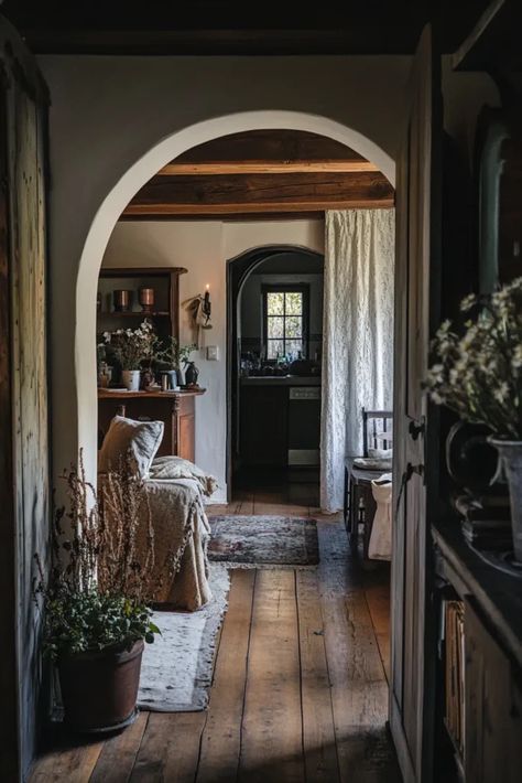 How To Achieve The Dark Cottagecore House Aesthetic - The Complete Guide Woods And White Aesthetic, Cozy European Cottage, Dark Cottage Interior Design, Dark Academia Tiny House, Historic Home Restoration, Dark Nancy Meyers Aesthetic, Cottage Core Farmhouse Aesthetic, Dark Earthy Home, Brown Cottagecore Aesthetic