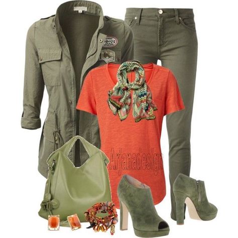 Army Green Slacks Outfit Women, Safari Outfits, Look Boho Chic, Looks Jeans, Women's Outfit Sets, فستان سهرة, Women Outfits, Fall Fashion Outfits, Casual Sets