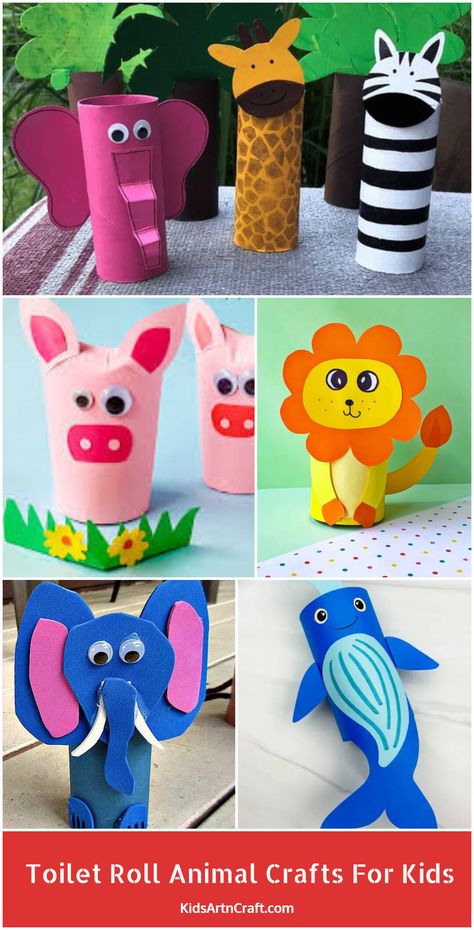 Easy Toilet Roll Animal Crafts for Kids Toilet Paper Roll Fall Crafts For Kids, Easy Crafts With Toilet Paper Rolls, Lobster Craft, Monkey Crafts, Toilet Roll Craft, Rabbit Crafts, Art Activities For Toddlers, Cardboard Box Crafts, Toilet Paper Crafts