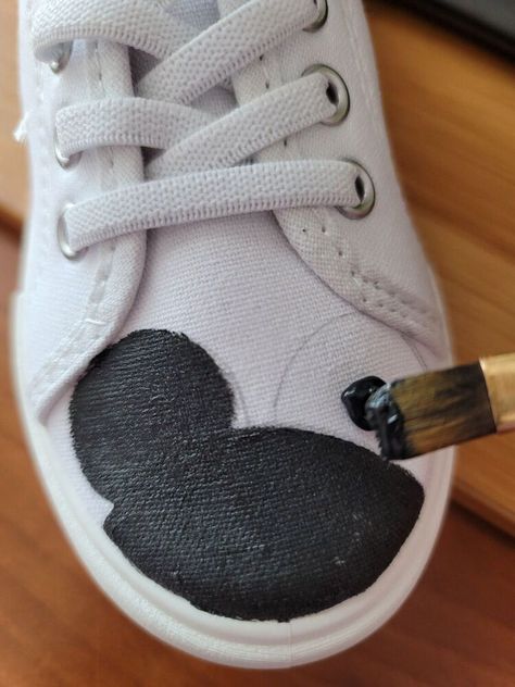 Diy Mickey Mouse Shoes, Diy Disney Shoes Cricut, Mickey Mouse Shoes Diy, Disney Painted Shoes Diy Easy, How To Paint On Shoes, Diy Minnie Mouse Shoes, Disney Shoes Diy, Diy Disney Shoes, Walmart Shoe