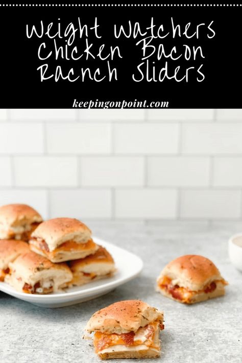 Chicken Bacon Ranch Sliders Weight Watchers Blue Plan, Chicken Bacon Ranch Sliders, Bacon Ranch Sliders, Ranch Sliders, Chicken Bacon Ranch Sandwich, Weight Watchers Meals Dinner, Easy Suppers, Keeping On Point, Ww Dinner