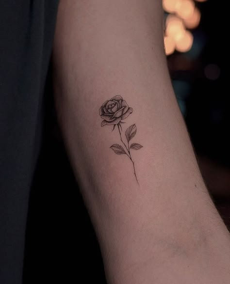 English Rose Tattoo Black And White, Heartfelt Tattoo Ideas, Singular Rose Tattoo, Rose Tattoo Shaded, Rose Wrist Tattoo For Women, Small Rose Tattoo Men, Detailed Rose Tattoo, Small Black Rose Tattoo, Rose Head Tattoo