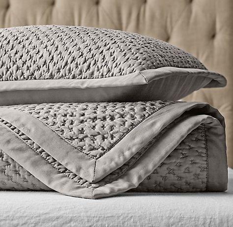 Restoration Hardware Washed Silk Quilt Luxury Bedding Master, Restoration Hardware Bedding, Grey Linen Bedding, Silk Quilt, Bed Linen Design, Sham Bedding, Bedding Sets Online, How To Dress A Bed, Silk Bedding