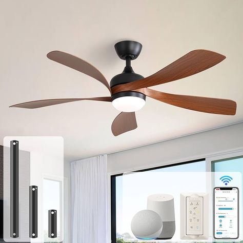 Amazon.com: Sofucor 52" Smart Ceiling Fan, Indoor/Outdoor Ceiling Fans with Lights and Remote, Work with Alexa/Google/App, 3-Color Light 6-Speed Timing Reversible DC Motor for Bedroom Living Room Patio : Tools & Home Improvement Ceiling Fans For Living Room, Ceiling Fan Ideas, Living Room Fan, Unique Ceiling Fans, Ceiling Fan Installation, Voice App, Ceiling Fans With Lights, Fans With Lights, Large Ceiling Fans