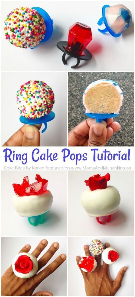 Ring Cake Pops Tutorial - a cute treat idea for a Bridal Shower, Bachelorette Party or even a wedding treat for kids! Ring Cake Pops, Cake Pops Tutorial, Cake Pop Boxes, Flower Cake Pops, Rose Cake Pops, Perfect Cake Pops, Cake Pop Bouquet, Diy Cake Pops, Cake Pop Tutorial