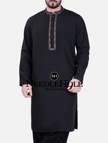 Junaid Jamshed embroidered kurta salwar suit for men in black color. Junaid Jamshed shop in UK J. junaidjamshed.com menswear salwar kameez collection in USA Kurta Shalwar For Men, Indian Formal Dresses, Panjabi Design, Black Salwar Kameez, Pakistani Wear, Junaid Jamshed, Pakistani Kurta, Pakistani Women Dresses, Kameez Designs