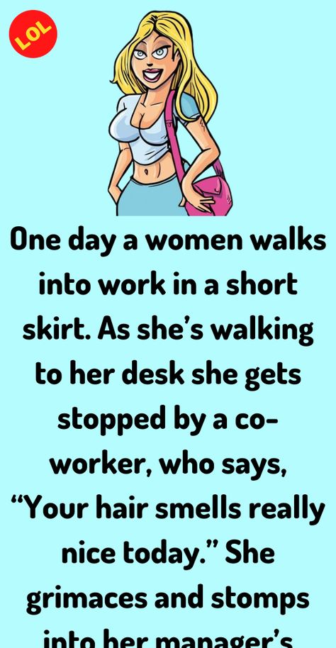 One day a women walks into work in a short skirt. As she’s walking to her desk Jokes About Love, Romantic Jokes, Funny English Jokes, English Jokes, Dad Jokes Funny, Jokes Videos, Wife Jokes, Clean Jokes, Funny Jokes For Adults