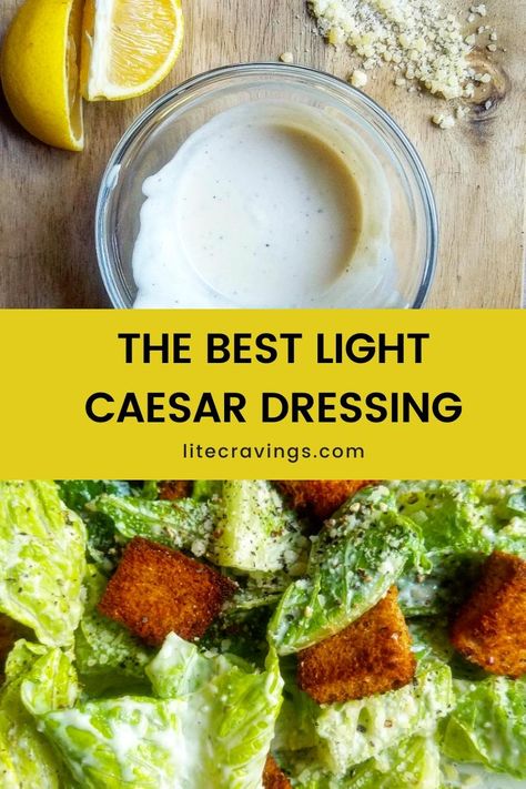 Who needs to buy bottled dressings when you can make Light Caesar Dressing at home in just about 5 minutes? Easy and delicious! #caesardressing #homemadedressing Cesar Dressing Low Calorie, Healthy Low Cal Ceaser Dressing, Low Fat Caesar Dressing, Low Fat Caesar Salad Dressing, Easy Light Ceasar Salad Dressing, Low Fat Ceasar Dressing, Home Made Cesar Salad Dressing, Low Cal Caesar Dressing, Home Made Caesar Dressing