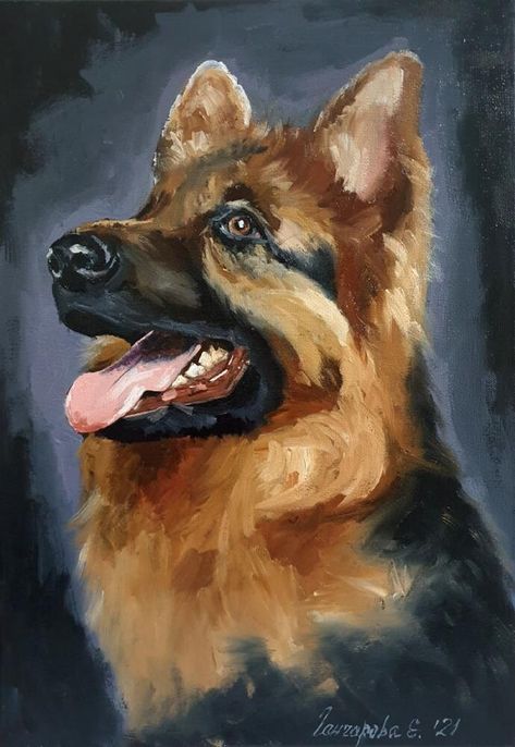 Animal Painting Ideas, Painting German Shepherd, German Shepherd Painting, Auto Sticker, German Shepherd Art, Pet Portrait Paintings, Oil Painting Inspiration, Dog Painting, Painting Art Lesson