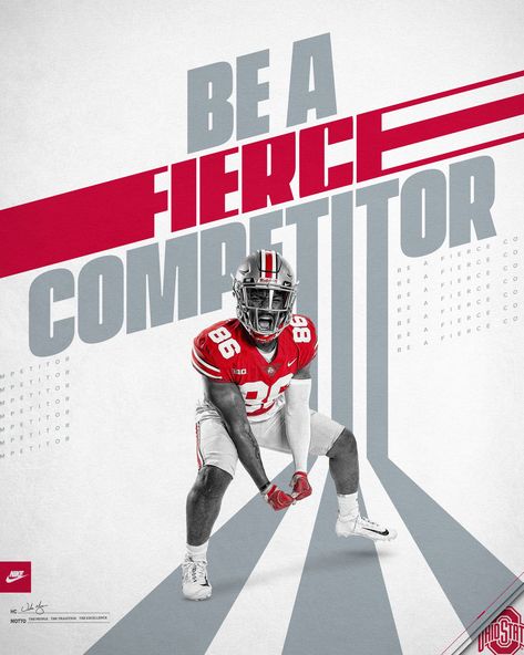 Ohio State Football on Twitter: "Compete. Compete. Compete.  Everything is a competition.  #GoBucks #WinTheMoment… " Sports Design Layout, Banner Design Layout, Poster Design Layout, Typo Design, Sports Design Inspiration, Sport Banner, Sport Poster Design, Logo Design Typography, Typography Poster Design