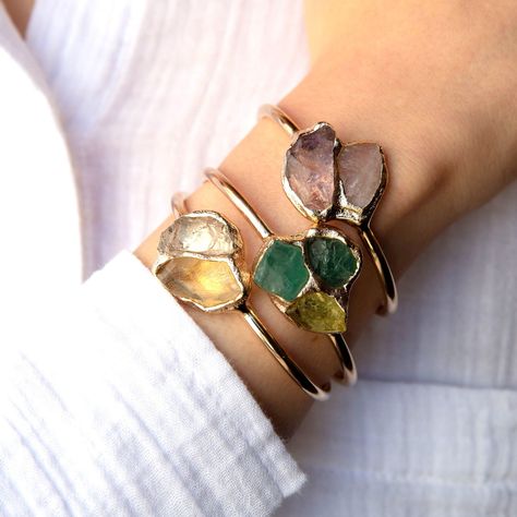 "Custom Gemstone Bracelet, Personalized Gift, Gold Gemstone Cuff Bracelet, Chunky Colorful Stone Bracelet, Genuine raw stones Bracelet, Handmade Jewelry By Inbal Mishan. What will be your magic bracelet? Personalize this bracelet with almost 20 types of genuine natural gemstones. Find your best color match by intuition - what colors attract you the most? ( try it. It's nice). Each stone is hand-picked carefully to create a one-of-a-kind bracelet to celebrate yourself, weddings, birthdays, best f Chunky Stone Bracelets, Gem Bracelets Stones, Magic Bracelet, Raw Stone Bracelet, Gemstone Cuff Bracelet, Kobe Bryant Black Mamba, Yellow Opal, San Diego Padres, Black Mamba