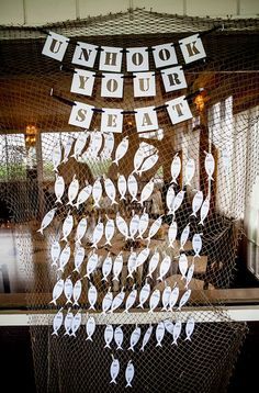 nautical place cards on Pinterest | Place Cards, Nautical Wedding ... Fishing Wedding Ideas, Fishing Theme Wedding, Nautical Place Cards, Beach Birthday Decorations, Fishing Themed Wedding, Seating Chart Ideas, Wedding Table Seating Chart, Wedding Favor Table, Wedding Table Seating