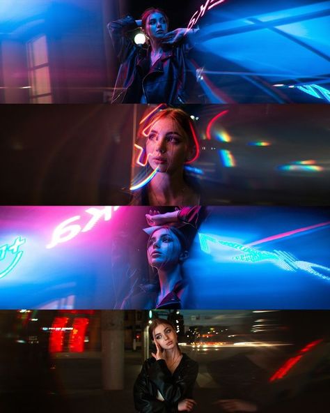 photo by: unknown Night Neon Photography, Neon Street Photography, Neon Lighting Photography, Urban Night Photography, Cyberpunk Portrait Photography, Prism Photography Portrait, Night Street Photography Portrait, Neon Product Photography, Anamorphic Photography