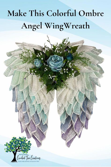 Welcome to this step-by-step DIY Angel Wing Wreath tutorial! In this video, I'll show you how to create a stunning and ethereal angel wing wreath using a col... Cemetery Wreaths Diy, Angel Wing Wreath Deco Mesh, Deco Mesh Angel Wings Wreath Tutorial, Angel Wings Wreath Diy, How To Make Angel Wings Diy Tutorials, Mesh Angels How To Make A, Colorful Angel Wings, Angel Wing Wreath, Angel Wings Wreath