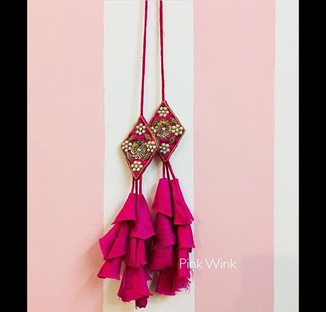 Back Hangings For Kurti, Fabric Latkans Handmade For Lehenga, Tassels Design For Blouse, Tassel Design For Blouse, Blouse Tassels Designs Latest, Cloth Tassels For Blouse, Fabric Latkans Handmade, Hangings For Blouse, Sleeves For Kurti