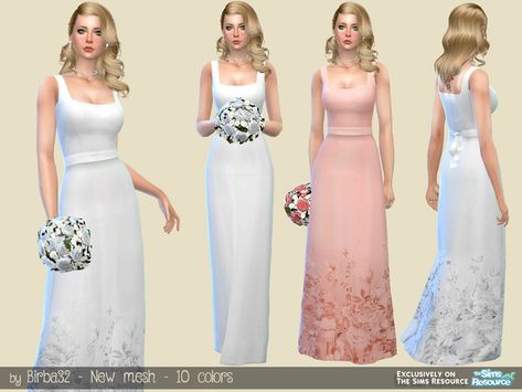 White Floor Length Dress, Sims 4 Wedding Dress, Sim4 Cc, Clothes Teen, Cc Clothing, Crochet Summer Dresses, Sims Ideas, Simply Dress, Sims 4 Dresses