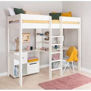 Integrated Shelving, High Sleeper With Desk, Loft Beds For Teens, Integrated Desk, High Sleeper Bed, Loft Bed With Desk, High Sleeper, Cube Storage Unit, Bed With Desk