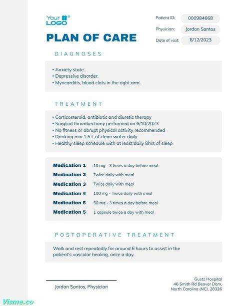 Patient Plan of Care Template Visme Worksheet Template, Track, How To Plan