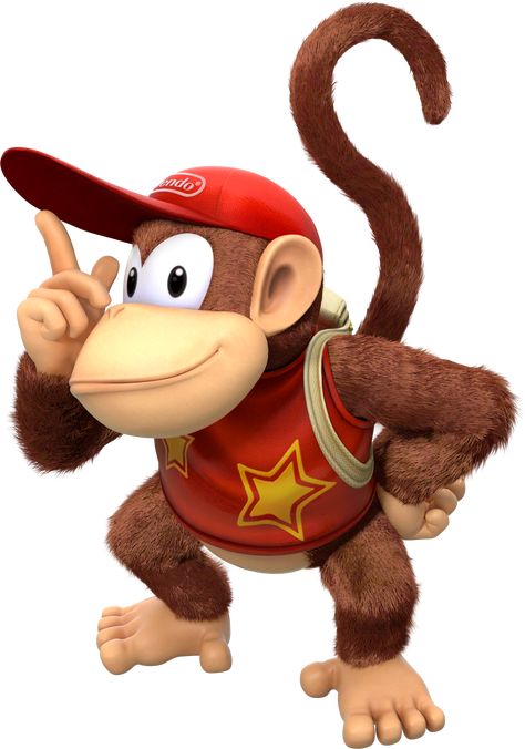 Diddy Kong (or Diddy for short) is the secondary protagonist of the Donkey Kong series. He is the fastest and most agile member of the Kong Family and a rather quick thinker on the fly. He is Donkey Kong's spider monkey nephew and eager best friend. Though a bit snarky, sarcastic, plays pranks, and somewhat of a jokester like Kiddy Kong and Lanky Kong, Diddy has gone on countless adventures with Donkey and is a jovial peace seeker wanting to help all of his friends. In the manual of Donkey... Lanky Kong, Dry Bowser, Super Mario Bro, Diddy Kong Racing, Metal Mario, Donkey Kong Junior, Don King, Diddy Kong, Donkey Kong Country