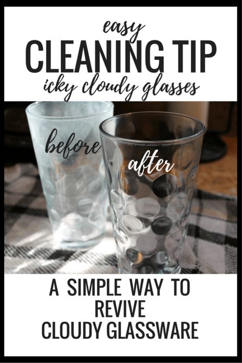 Cleaning Cloudy Glassware, Cloudy Glasses, Crystal Glassware Antiques, Life Hacks Cleaning, Hard Water Spots, House Work, How To Clean Crystals, Cleaning Lady, Cleaning House