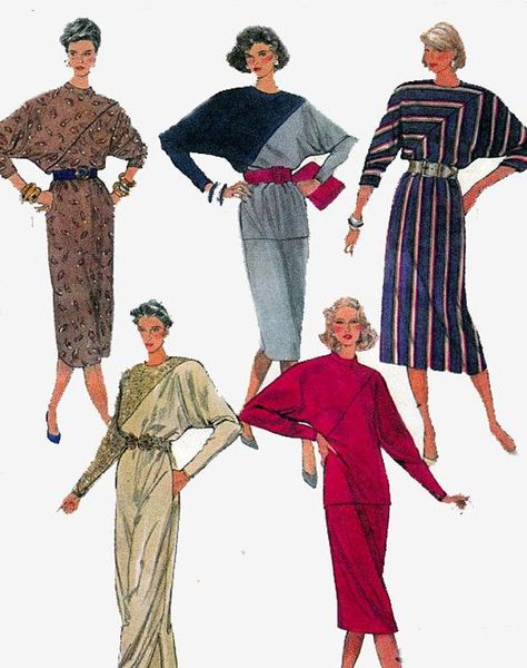 1980s Fashion History and Lifestyle || fashion-era.com 1989 Womens Fashion, 1980s Fashion Dresses, 1980s Fashion Illustration, 1981 Fashion Women, Batwing Dress Pattern, 1980s Womens Fashion, 80s Moodboard, History Costumes, 80s Color Block