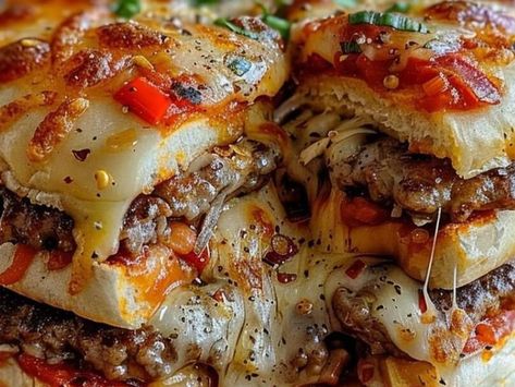 Easy Crockpot Pizza Burgers Recipe: A Tasty Twist on Classic Comfort Food - NewsBreak Crockpot Pizza Burgers, Pizza Burger Recipe, Pizza Burgers Recipe, Baked Apple Fritters, Patty Melt Recipe, Gumbo Recipe Sausage, Fresh Herb Recipes, Cheesy Mac And Cheese, Broccoli Cheese Soup Recipes