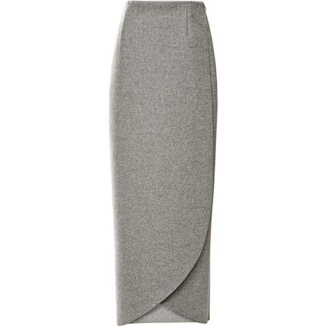 Rosie Assoulin Wrap Wool-Flannel Maxi Skirt found on Polyvore Tulip Wrap Skirt, Long Grey Skirt, Grey Maxi Skirt, Tulip Wrap, Long Wool Skirt, Spring Skirt Outfits, Grey Maxi Skirts, Long Wrap Skirt, Disco Glam