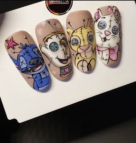 Cartoon Nail Designs, Character Nails, Disney Inspired Nails, Horror Nails, Halloween Acrylic Nails, Nails Fun, Cute Halloween Nails, Punk Nails, Cute Simple Nails