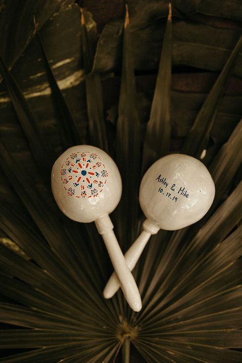 Mexico Wedding Party Favors, Mexico Style Wedding, Maracas Wedding, Destination Wedding Details, Destination Wedding In Mexico, Stationary Ideas, Destination Wedding Welcome Bag, Wedding In Mexico, Mexico Destination Wedding