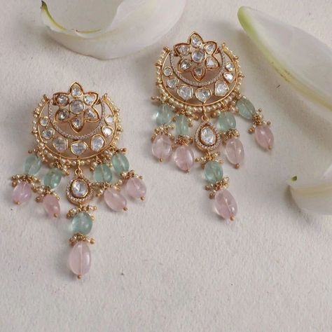 #earrings #diamondearrings #goldearrings #silverearrings #earringscollection #jhumkas #jhumka #jhumkis #jhumkies #jhumka Pastel Moodboard, Desi Earrings, Haldi Jewellery, Fashion Jewelry Necklaces Gold, Unique Wedding Jewelry, Pastel Jewelry, Bridal Jewelery, Pretty Jewelry Necklaces, Pastel Beads